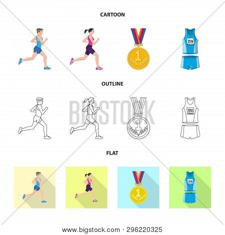 Vector Illustration Of Sport  And Winner Symbol. Collection Of Sport  And Fitness  Vector Icon For S