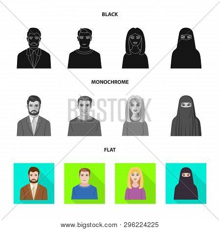 Vector Design Of Hairstyle And Profession  Sign. Set Of Hairstyle And Character  Stock Vector Illust