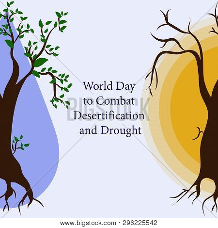 Global Environmental Problems.vector Design Postcards For World Day To Combat Desertification And Dr