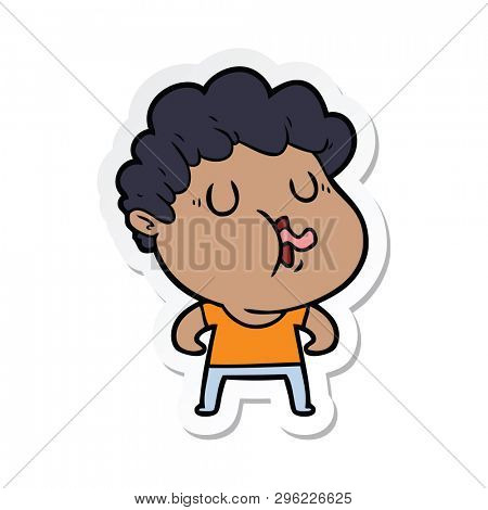 sticker of a cartoon man pulling face