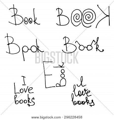 Books Stickers Set. Flat Book Illustrations. Book, Cover. Book Store, Stickers, Event Poster, Hand-d