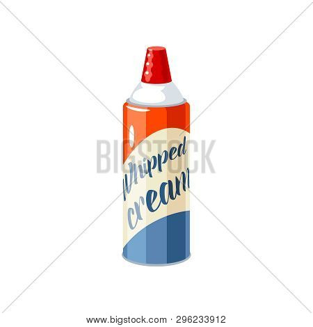 Whipped Cream Aerosol Can. Vector Illustration Cartoon Flat Icon Isolated On White.