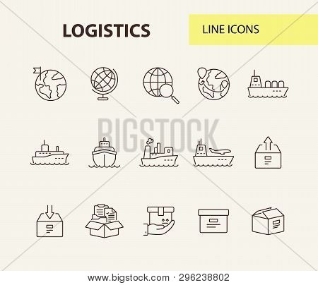 Logistics Line Icon Set. Worlwide Export And Packaging Concept.vector Illustration Can Be Used For T