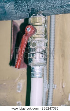 Tap On The Plastic Pipe. Connection Of Plastic Pipes Through The Coupling. Plumbing Water Supply