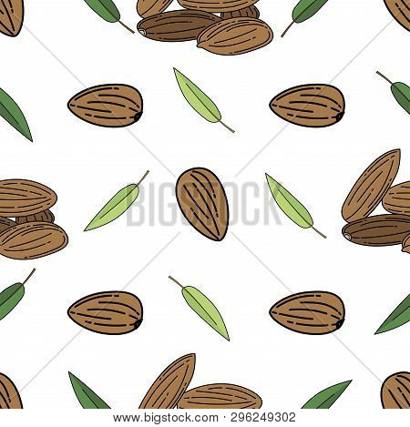 Almond Colored Isolated Seamless Pattern On White Background.