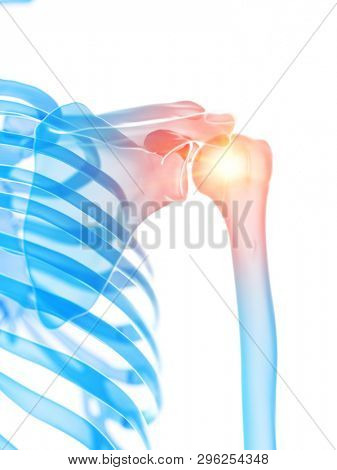 3d rendered medically accurate illustration of the shoulder joint showing pain