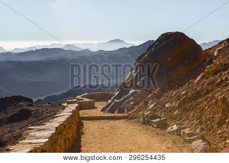 Amazing Sunrise At Sinai Mountain, Beautiful Dawn In Egypt, Beautiful View From The Mountain