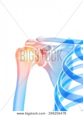 3d rendered medically accurate illustration of the shoulder joint showing pain