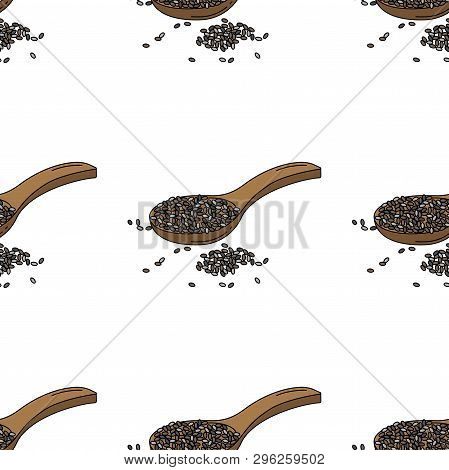 Chia Seeds Colored Isolated Seamless Pattern On White Background.