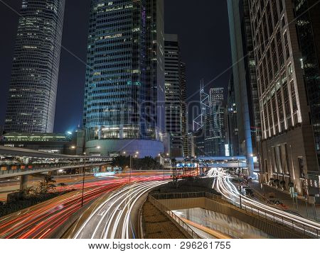 Long Exposure Shot Near Connaught Road Central In Hong Kong.