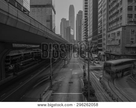 Hong Kong Monochrome Image Taken From Connaught Road.