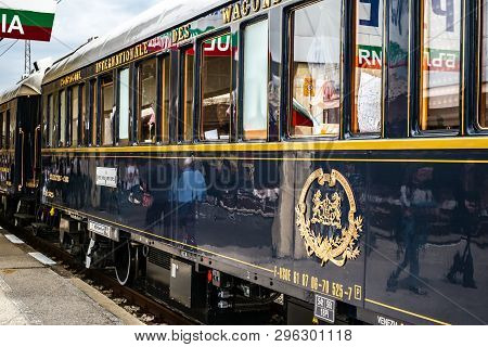 Ruse City, Bulgaria - August 29, 2017. The Legendary Venice Simplon Orient Express Is Ready To Depar