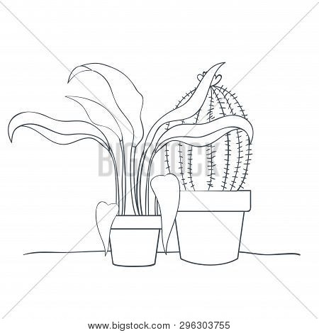 Houseplants With Potted Isolated Icon Vector Illustration Design