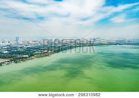 Aerial View Of Dianchi Lake By Kunming. China. View From West Mountains.