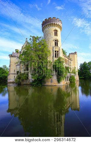 Fairytale ruin of La Mothe-Chandeniers castle in the Nouvelle-Aquitaine region, France, Europe