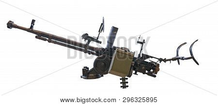Automatic Rifle Isolated On White Background. Automatic Rifle From The Second World  War .degtyarev-
