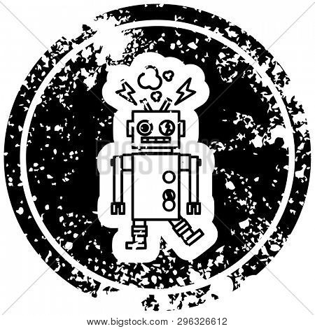 malfunctioning robot distressed icon symbol