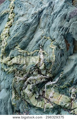 Background With Green Mineral Rock Close Up, Gemstone Texture, Olivine, Amazonite, Amphibolite