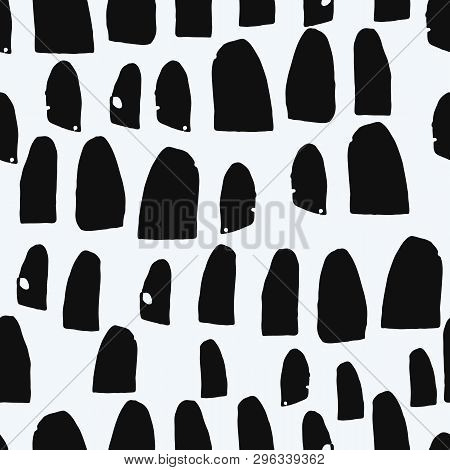 Organic Abstract Modern Black And White Seameless Pattern.