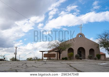 North Shore, California - March 21, 2019: Abandoned, Closed North Shore Community Church Sits Empty 