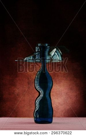 Abstract Still Life With A Glass Bottle Of Indefinite Form