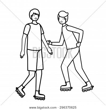 Young Boys Practicing Sports Characters Vector Illustration Design