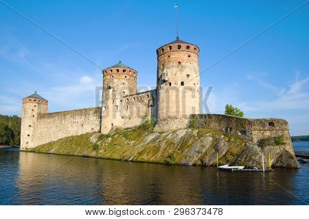 Olavinlinna Fortress Close-up On A Sunny July Day. Savonlinna, Finland.
