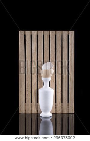 Still Life With A White Vase And Broken Chicken Egg Shell