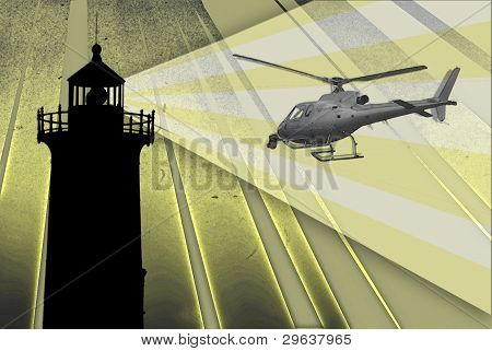 Latarnia morska, prowadząc helikoptera