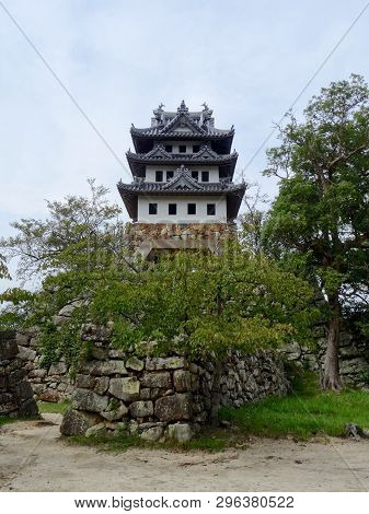 Low Angle Picture Of The Small Sumoto Castle On The Island Of Awaji, Japan