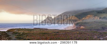 Panoramic Views From Montara State Beach Bluffs. Montara, San Mateo County, California, Usa.