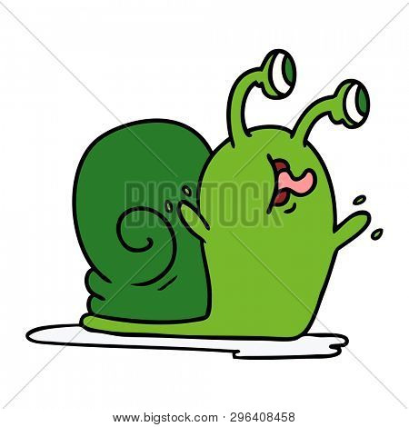freehand drawn cartoon of a slimy snail