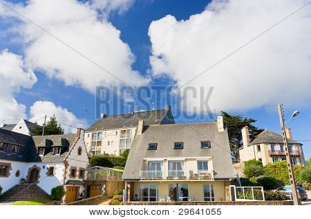 Brittany Town Perros-guirec, France In Summer Day