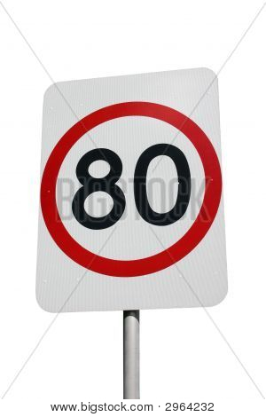 80 Km segno isolata On White