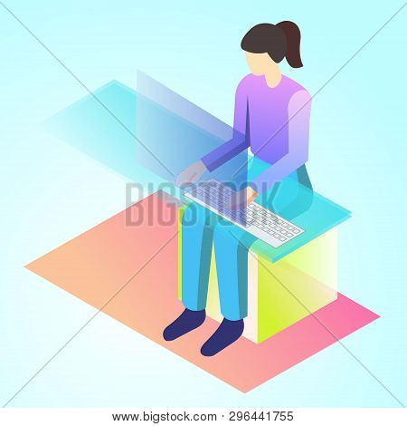 Isometric 3d Illustration Copywriter For Ux Ui Web Page Or App