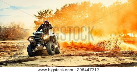 Cross-country Quad Bike Race, Extreme Sports Rally.