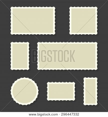 Postage Stamp Set. Postcard Edge Isolated In Retro Style. Vector