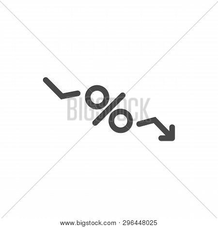 Low Percent Interest. Percent Down Icon In Linear Style. Vector