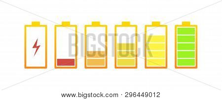 Battery Icon. Battery Fuel And Empty Set. Vector
