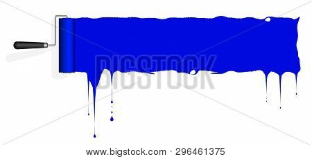 Frame For Text Or Infographics In The Form Of A Paint Roller And A Trace Of Paint On The Wall. Place
