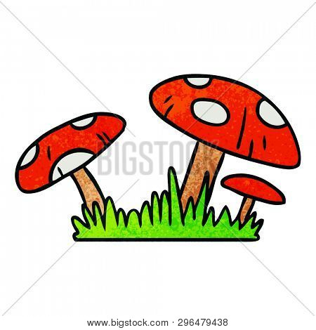 hand drawn textured cartoon doodle of a toad stool