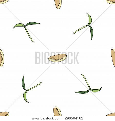 Sprouts Colored Isolated Seamless Pattern On White Background.