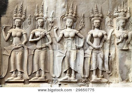 Apsaras Khmer Stein schnitzen in Angkor Wat, cambodia