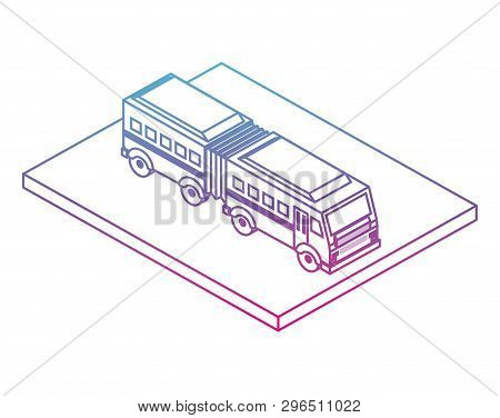 Articulated Bus Transport Isometric Icon Vector Illustration Design