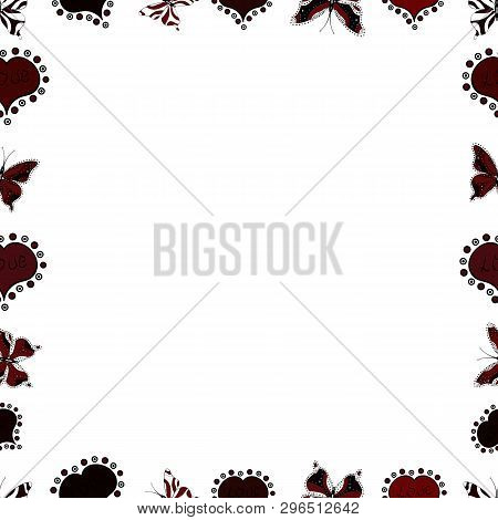 Hand Drawn Doodle Frames. Picture In White, Black And Brown Colors. Vector.