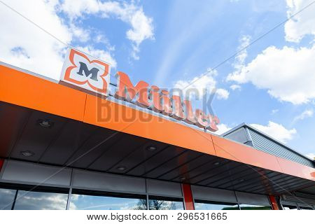Nuremberg / Germany - April 7, 2019: Mueller Branch On A Mueller Drugstore In Nuremberg
