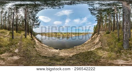 Full Seamless Spherical Panorama 360 Degrees Angle View On The Precipice Of A Wide River In Pinery F