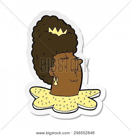 sticker of a cartoon queen head