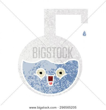 retro illustration style cartoon of a science bottle