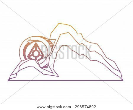 Cryptocurrency Augur Money In Mountain Mining Vector Illustration Design